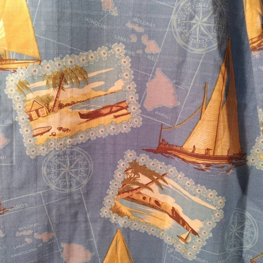 Bermuda Bay Silk Sailboat Beach Button Shirt XL - Picture 9 of 11